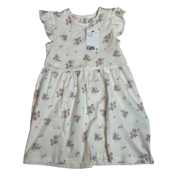 H&M Toddler Girls Floral Print Cream Dress With Ruffled Sleeves Size 3T - New - Picture 1 of 7